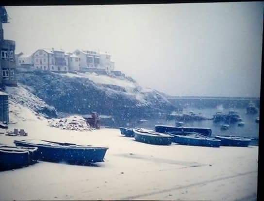 El Muelle de Tapia con nieve